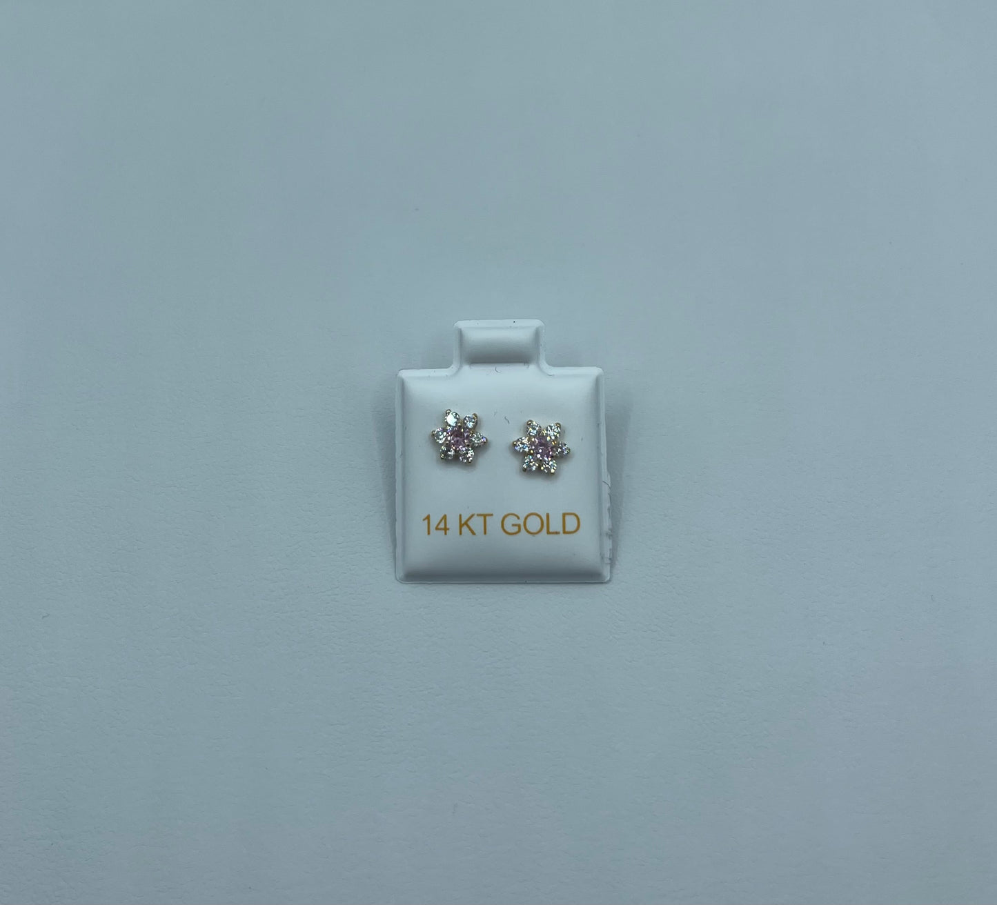 14K Pink Flower Gold Earrings