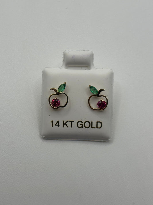 14K Apple Earrings