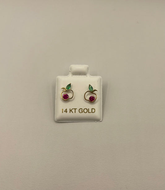 14K Apple Earrings