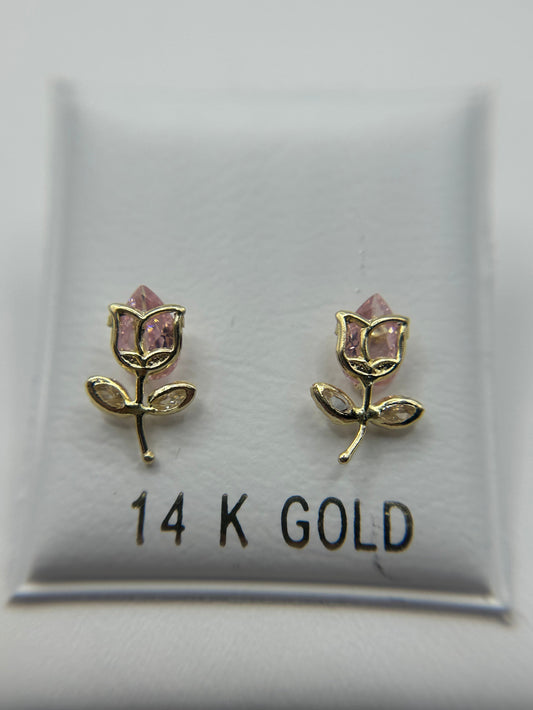 14K Gold Tulips Earrings